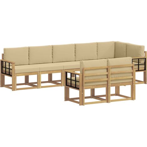 Set di divani da esterno 8 pz 8-Posti Bianco e Beige vidaXL (1/5)