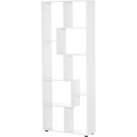 Homcom – Bibliothèque étagère zig zag contemporaine 70x24x178cm – Panneaux de particules E1 – Rangement salon bureau – Couleur blanc