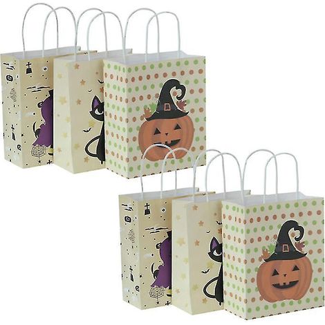 Lot de 6 sachets cadeaux carrés en papier pour bonbons d'Halloween (1/3)
