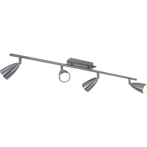 Deckenlampe 4 Strahler Spotleiste verstellbar Deckenleuchte nickel matt, Stahl, 4x GU10 Fassungen, LxB 78,5x7 cm
