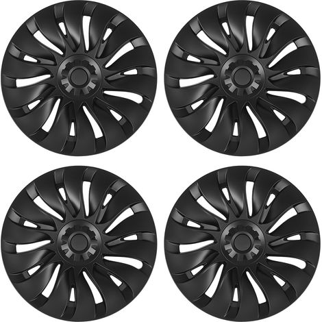 4 Enjoliveurs 19 Pouces Anti-Rayures Haute Protection pour Tesla Model Y 2020-2023, Noir Mat, Style Élégant (1/5)