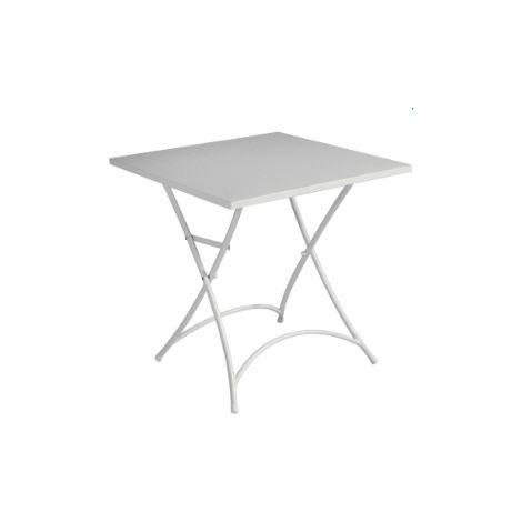 Tavolo quadrato in ferro 70x70 cm color avorio, pieghevole MALIGI HOME MG-ELEONORA Avorio (1/4)
