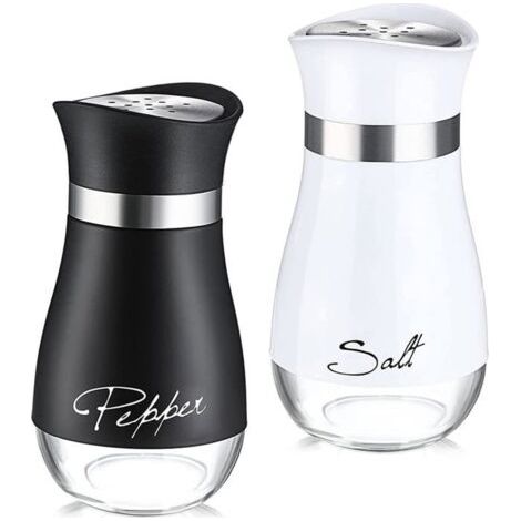 Lot de 2 salières et poivrières avec distributeur d'épices et boîtes d'assaisonnement réglables et rechargeables pour salières et (1/4)