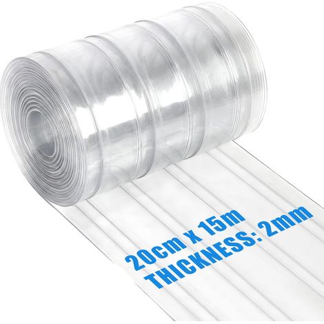 Cortina de vinilo, longitud personalizable, resistente a la temperatura, 0,2 m de ancho x 15 m de largo. (1/2)
