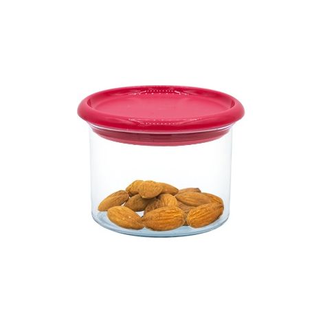 Barattolo in Plastica Barattolo per alimenti da 160 ml Milleusi Trasparente Contenitore Multiuso Rotondo con Coperchio ermetico - Rosa (1/4)