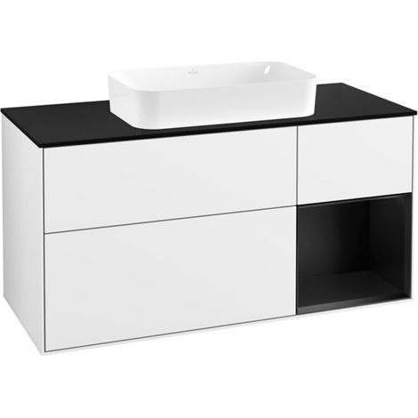 V&B Waschtischunterschrank Finion 120x60 cm, Reg re bla m Lac, glo wh. Lac (1/2)