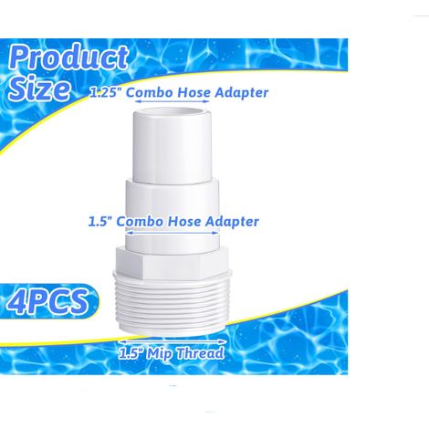 Adaptateur de Tuyau Combiné 1.25"/1.5" pour Piscine – Compatible avec le Raccord de Skimmer Hayward SPX1091Z – 1 Pièce (1/4)