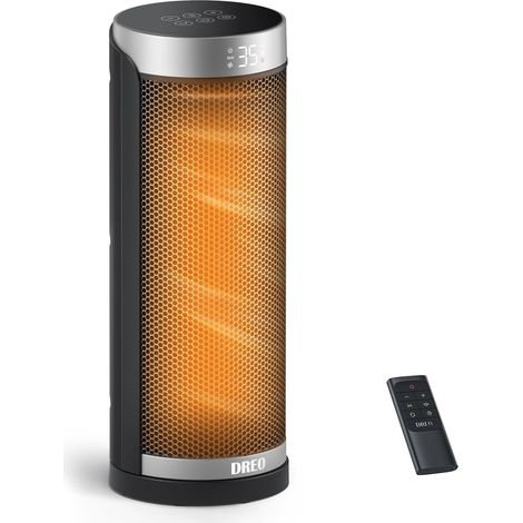 Dreo Termoventilatore a Risparmio Energetico, Riscaldatore in Ceramica PTC Silenzioso, Stufa Elettrica Oscillante a 70° con Telecomando, Timer da 12 Ore, 3 Modalità e 3 Velocità, Solaris Slim H3