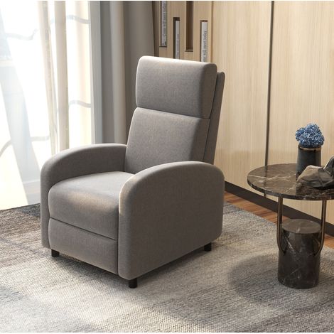 Fauteuil relax inclinable 160° en lin gris OKMYHOME (1/4)