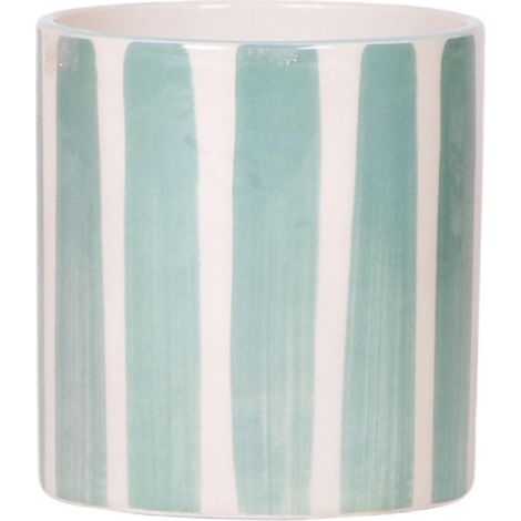 Cache-pot à Rayures Peintes Turquoise Ø 9 cm pour Plantes et Décoration - PANGIVO (1/3)