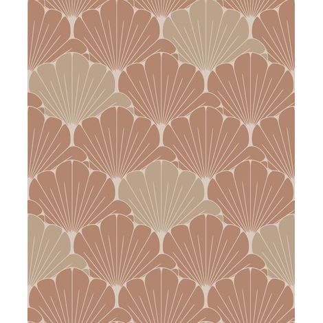 Papier peint éventails Art Déco terracotta beige