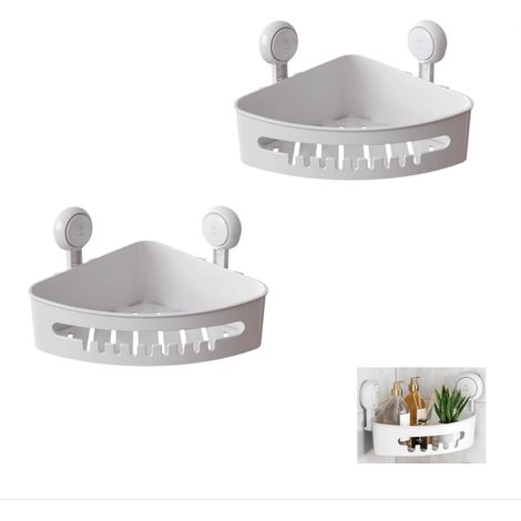 2PCS Etagère Douche sans Perçage Support Douche Impérable Rangement pour Carrelage Paroi de la Salle de Bain & Cuisine