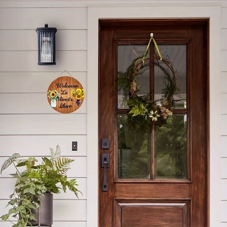 Panneau Décoratif En Bois Rond - 30,5 cm - Art Murale Solaire Étoile Lune - Décoration Intérieure Maison Ferme - 1 Pièce (1/3)