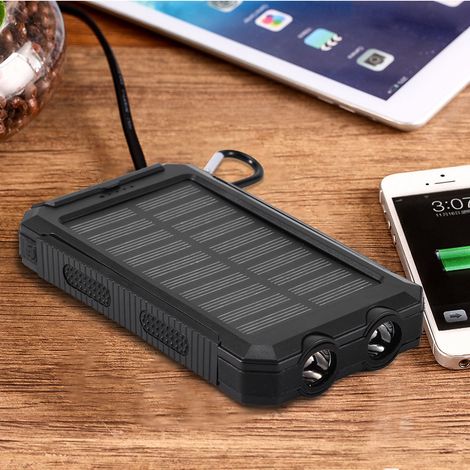 Kit de batterie externe solaire à charge rapide 10 000 mAh avec boussole (noir) (1/5)