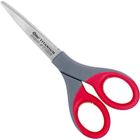 Clauss 18542 Forbici diritte antiaderenti in lega di titanio, 17,8 cm, rosso/grigio
