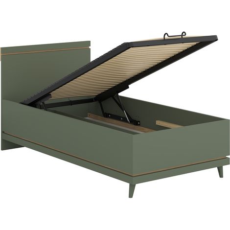 Cama baúl 100x200 somier incluido Sandy Verde (1/4)