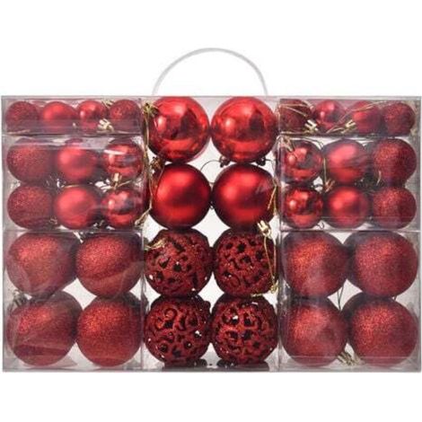 Set of 100 Sturdy Plastic Christmas Baubles Indoor Outdoor Christmas Decorations for Red Trees