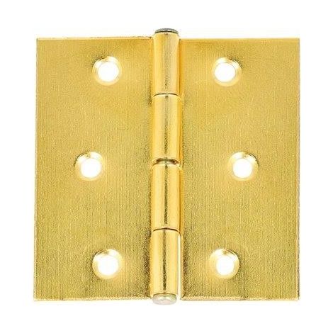 CERNIERE QUADRE CON SPINA FISSA IN FERRO OTTONATO 80 X 80 MM. 2 PZ.