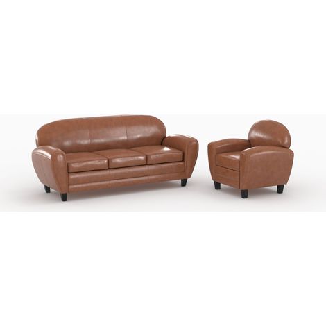Ensemble canapé et fauteuil camel 4 places - Club (1/5)