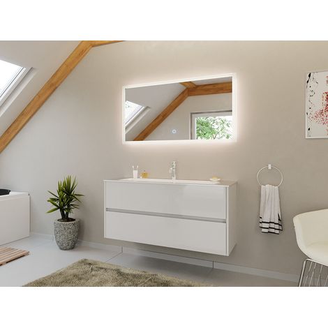 Badmöbel Set Taifun 2tlg. 120 cm mit LED Spiegel weiß Hgl (1/5)