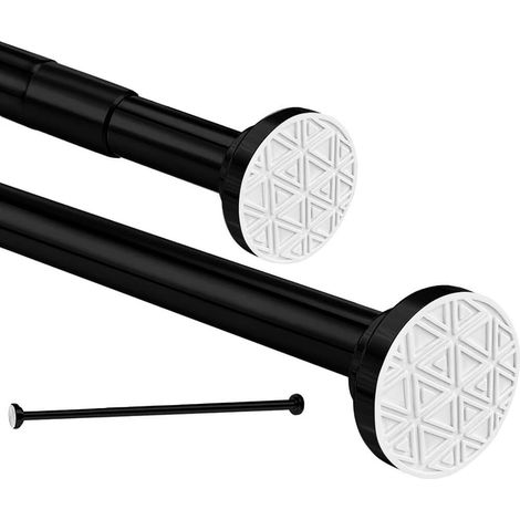 1 - Tringle à rideau - Acier inoxydable - Extensible sans perçage pour salle de bain et placard Noir 100x290cm
