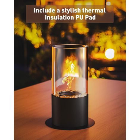 Cheminée de table bio éthano avec pad PU pierres décoratives durée de combustion plus longue cheminée bio éthanol portable petite pour intérieur et ex (1/5)
