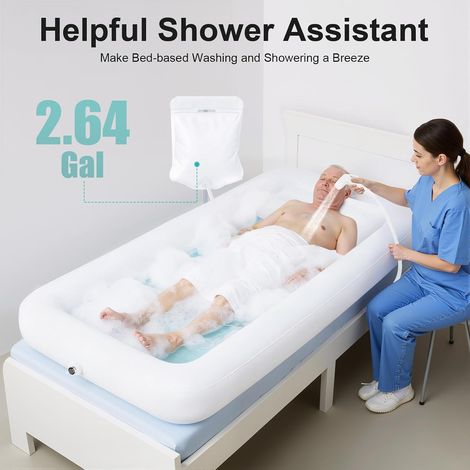 Baignoire gonflable médicale avec pompe à air, pompe à air électrique adulte baignoire en PVC, côté lit douche kit de bain pour une utilisation à la maison ou dans les hôpitaux (1/5)
