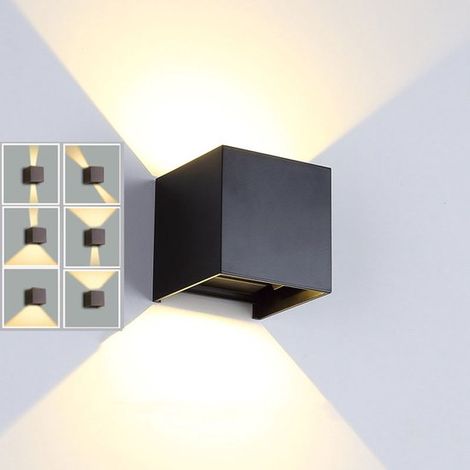 Lámpara de pared LED，Lámpara de exterior，Iluminación de pared exterior，Resistente al agua IP65，Ángulo de haz ajustable，Color negro (1/5)