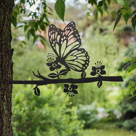 Décoration murale papillon laser pour arbres et jardinières – Art décoratif en métal pour jardin, résistant aux intempéries (1/5)