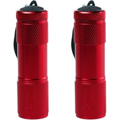 Mini-Taschenlampe mit Gummibeschichtung und Schultergurt, tragbar, ideal für Camping und Wandern, rot. 2 Stück (1/4)