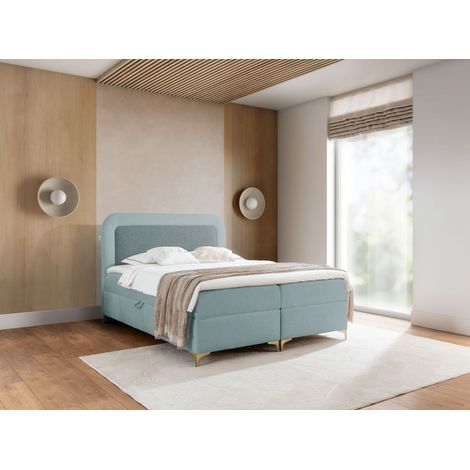 Boxspringbett Schlafzimmerbett WILLOW 120x200cm Stoff Puente Türkis (1/2)
