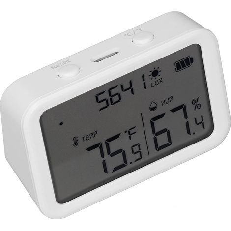 Intelligentes WLAN-Thermometer und Hygrometer, drahtloser Sensor für Innentemperatur und Luftfeuchtigkeit mit Lichterkennung (1/5)