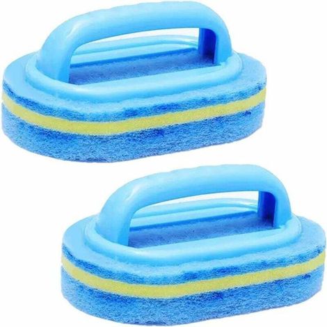 Pinceau de nettoyage 2pcs, éponge de nettoyage de la salle de bain, éponge de nettoyage pour cuisine baignoire baignoire toilette mural de sol brosse à brosser avec poignée (1/5)