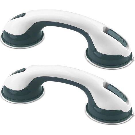 Lot de 2 poignées à ventouse, poignée de sécurité pour le bain, amovible sans perage, barre d'appui pour douche de toilette, pour enfants, personnes agées, handicapées (vert) (1/5)