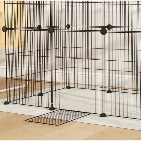 Recinto para pequeños animales de acero negro con puerta 120 x 60 x 80 cm OKWISH (1/5)