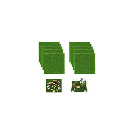 10 Pièces Gazon Artificiel 15 x 15 cm, Fausse Pelouse Exterieur, Miniature Tapis Gazon, pour Décoration de Jardin, Balcon,Terrasse et Décoration Paysagère