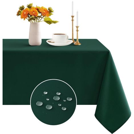 Nappe 80x80 cm vert foncé lavable hydrofuge carrée pour cuisine balcon terrasse
