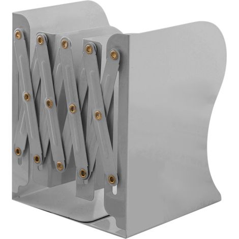 Irovami Serre-livres rétractables et flexibles, grande taille, sans autocollant, en métal, gris. Support de livres pour bureau. (1/5)