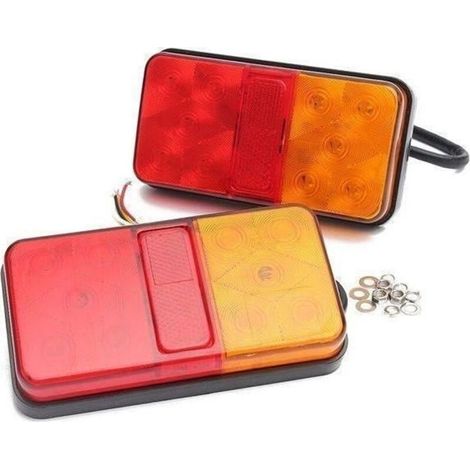 2 x 12V LED FEUX ARRIERES CAMION REMORQUE PLATEAU CARAVANE FOURGON E4 (1/4)