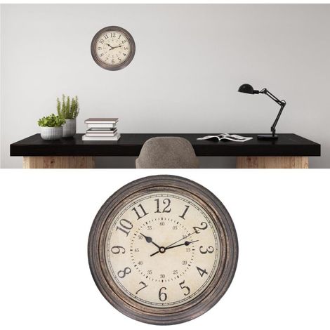 Vintage-Retro-Wanduhr (30 cm) aus Bronze mit geräuschlosem Quarzwerk, Wartungsklappe und ABS-Zifferblatt für Wohnzimmer/Büro