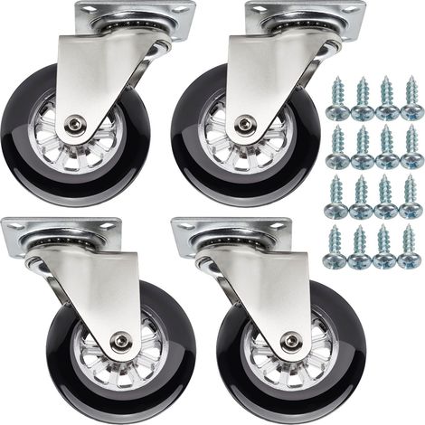SOTECH 4 Stück Möbelrollen SWIFT Ø 75 mm schwarz ohne Bremse (Feststeller) inkl. Schraubenset Belastbarkeit bis 140 kg (35 kg pro Transportrolle) (1/4)