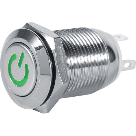 TARSHYRY Interrupteur à Bouton-Poussoir, Interrupteur d'éclairage à Bouton-Poussoir de Bouton d'alimentation de 12 Mm Power Bouton 'Alimentation du ' étanche (Green). (1/5)