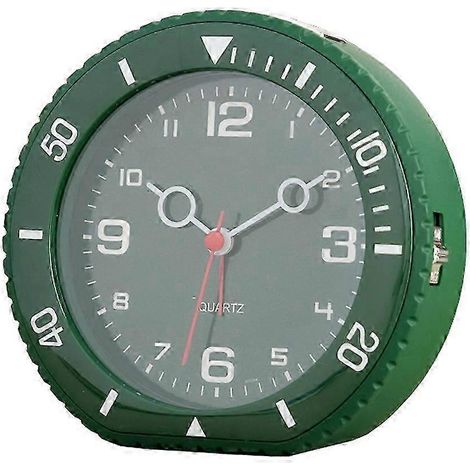 Réveil analogique silencieux rond vert pour enfants, motif dessin animé