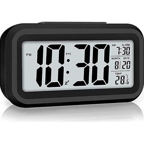 Digitaler Wecker, LED-Digitaluhr mit Temperaturanzeige, tragbarer Spiegelwecker mit 2 Alarmen, batteriebetrieben, Temperaturregelung (1/5)