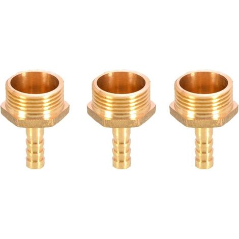Raccord coupleur connecteur de tuyau cannelé en laiton 3 pièces 8mm vers 3/4&34 mâle filetage BSP raccord mamelon adaptateur de tuyau (1/4)
