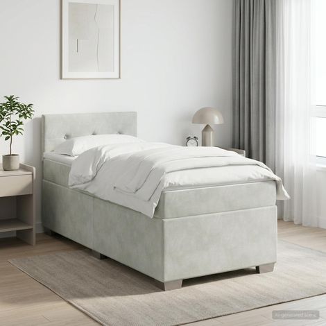 Letto box spring con materasso Grigio Chiaro 90 x 190 cm vidaXL (1/5)