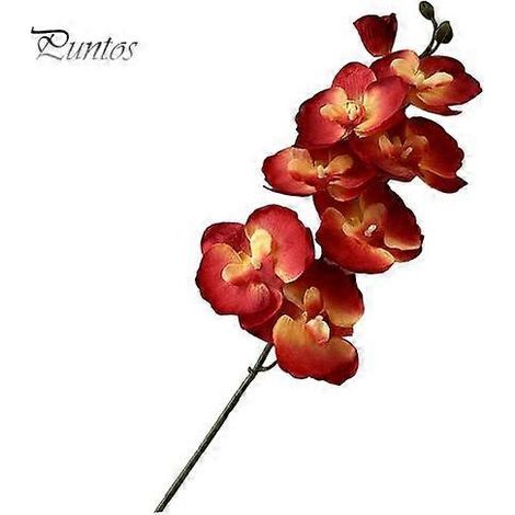 Orchidées papillons artificielles réalistes en soie, centre de table pour mariage, fête, maison ou bureau, fausse branche florale de phalaenopsisrouge vin (1/5)