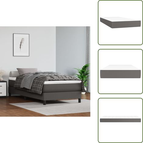 Matelas de lit à ressorts ensachés Gris 80x200x20 cm Similicuir - Matelas À Ressorts Ensachés - Matelas Confortable - Matelas Gris - Matelas Similicuir - Literie (1/5)