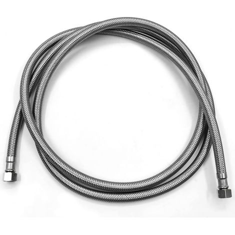 Tuyau de 2 mètres en acier inoxydable, conçu pour le modèle de bidet "Eb009dc-blanc (Chrome)", taille du filetage : 9/16" femelle aux deux extrémités (9/16" × 9/16") (1/5)