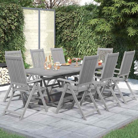 Ensemble Table et Chaise de Jardin 9 pcs - Ensemble de salle à manger de jardin Bois d'acacia massif BV595503 - BonneVie (1/5)